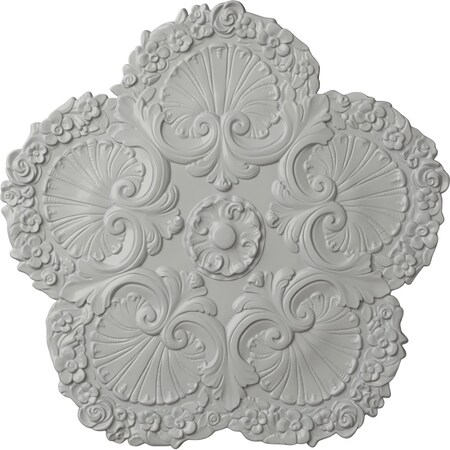 Ekena Millwork Shell Ceiling Medallion, Hand-Painted Frost, 25 5/8"OD x 1"P CM25SHFRF
